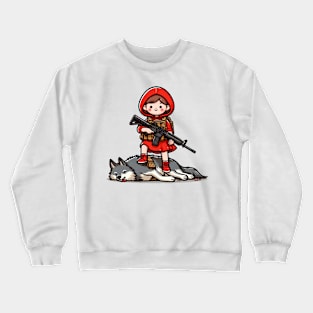 Tactical Little Red Riding Hood Adventure Tee: Where Fairytales Meet Bold Style Crewneck Sweatshirt